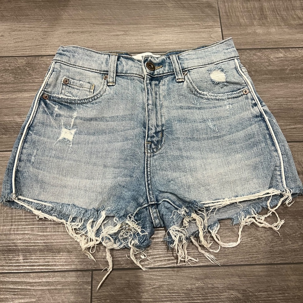 Pistola Light Blue Distressed Jean Shorts